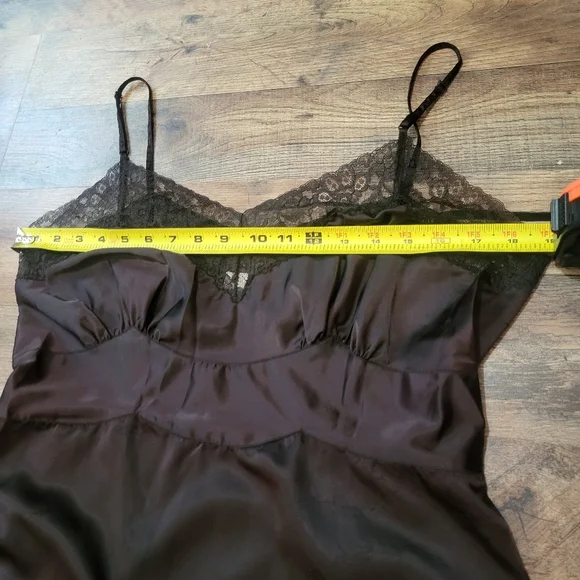 Vintage Barbizon Enchant Black Lace Satin Slip Dress Size 16 - Picture 5 of 7